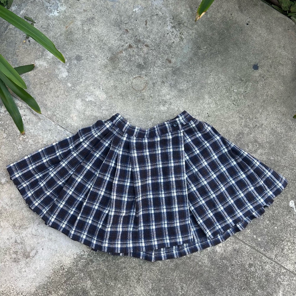 Italian made flannel mini Skirt - Navy and White